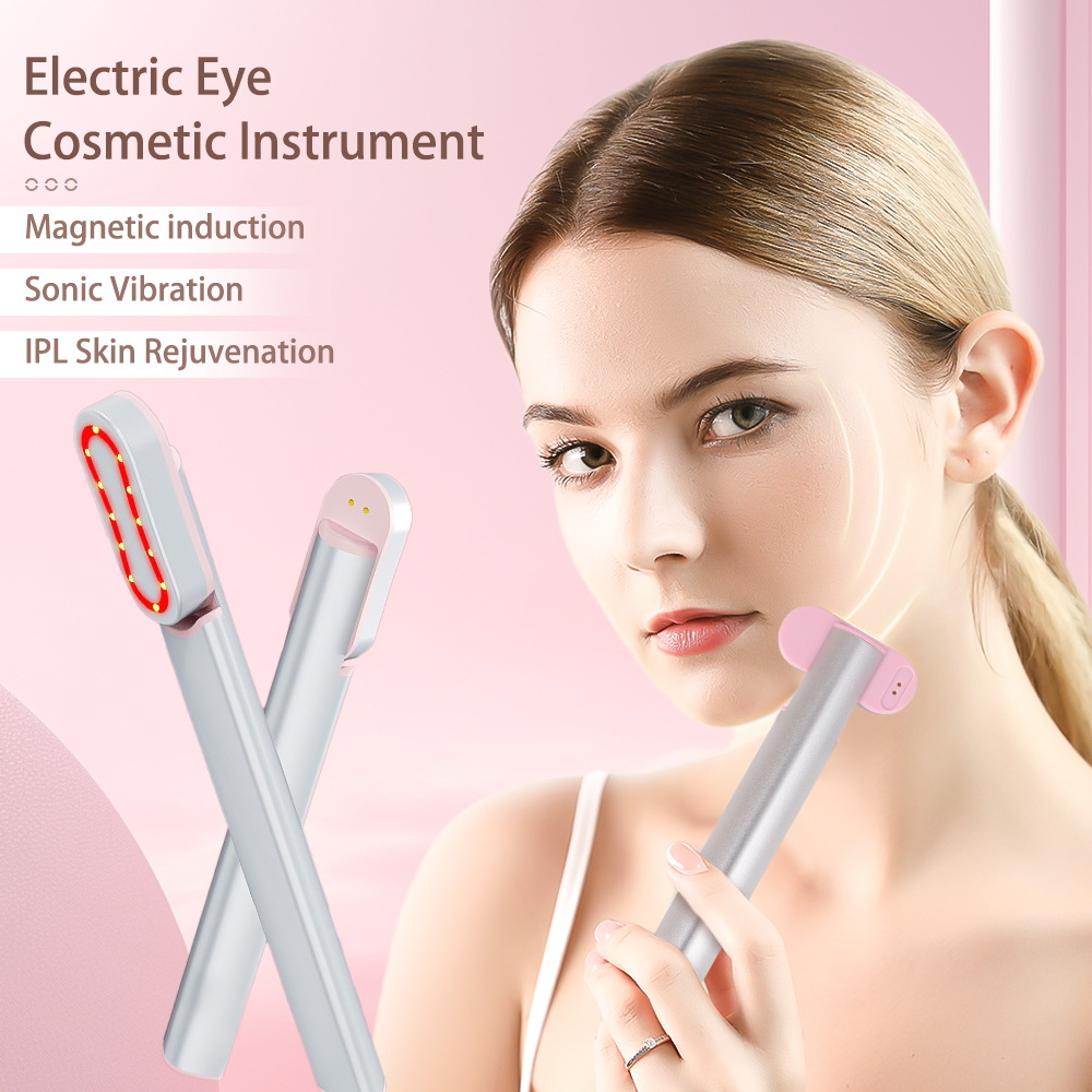 Taviona™ Bright-Eye Sonic Revitalizer device with sleek design and control buttons for skincare treatment.