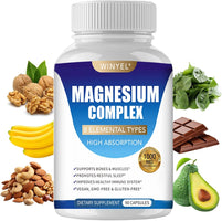 Magnesium Complex Supplement 8 Elemental 1000Mg | Magnesium Supplement with Glycinate, Malate, Citrate | Sleep, Relaxation, Bone & Muscle | Vegan 90 Capsules