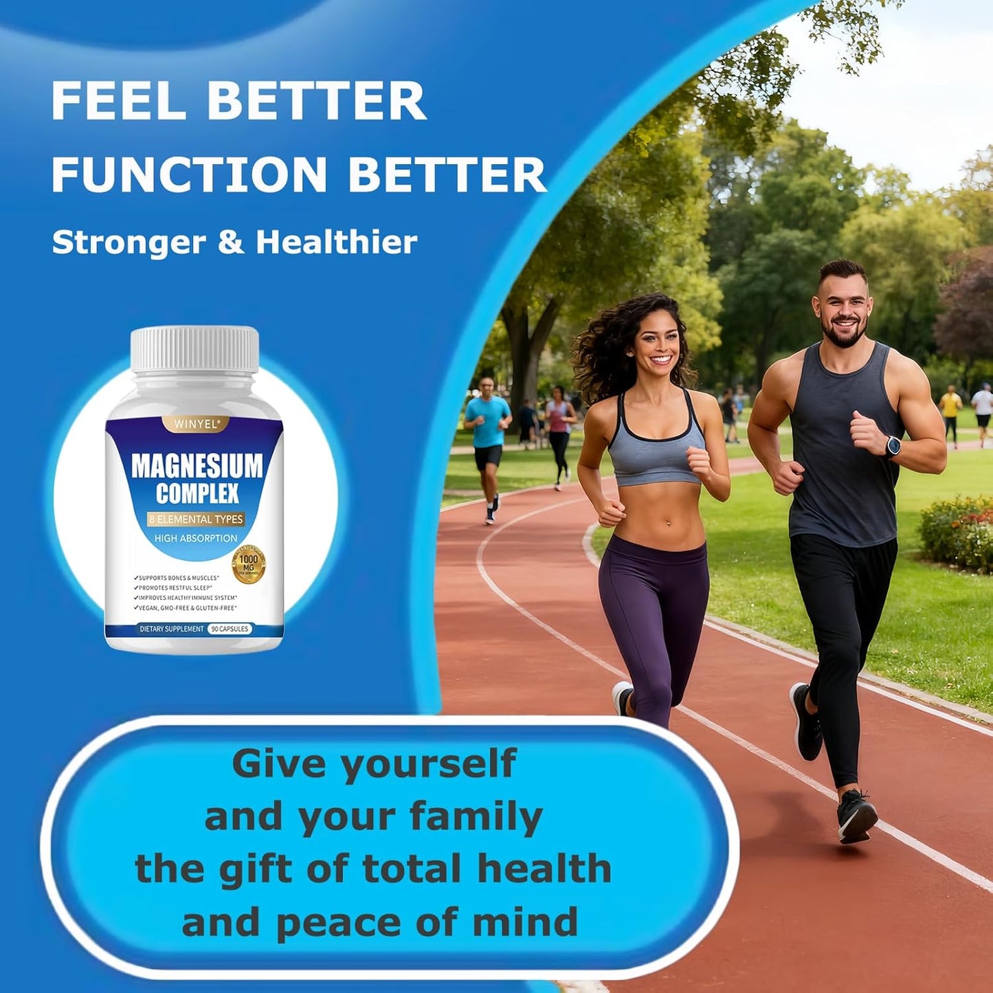 Magnesium Complex Supplement 8 Elemental 1000Mg | Magnesium Supplement with Glycinate, Malate, Citrate | Sleep, Relaxation, Bone & Muscle | Vegan 90 Capsules