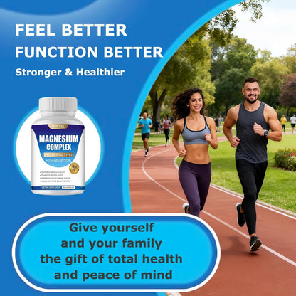 Magnesium Complex Supplement 8 Elemental 1000Mg | Magnesium Supplement with Glycinate, Malate, Citrate | Sleep, Relaxation, Bone & Muscle | Vegan 90 Capsules