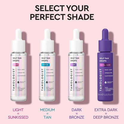 Medium Self Tan Drops, Streak-Free Body & Face Tanning Drops, No Fake Tan Smell, for Moisturizer & Lotion, Bronzing Face Tanner, Skincare Ingredients, Vegan, 1.01 Fl. Oz/30 Ml Bottle
