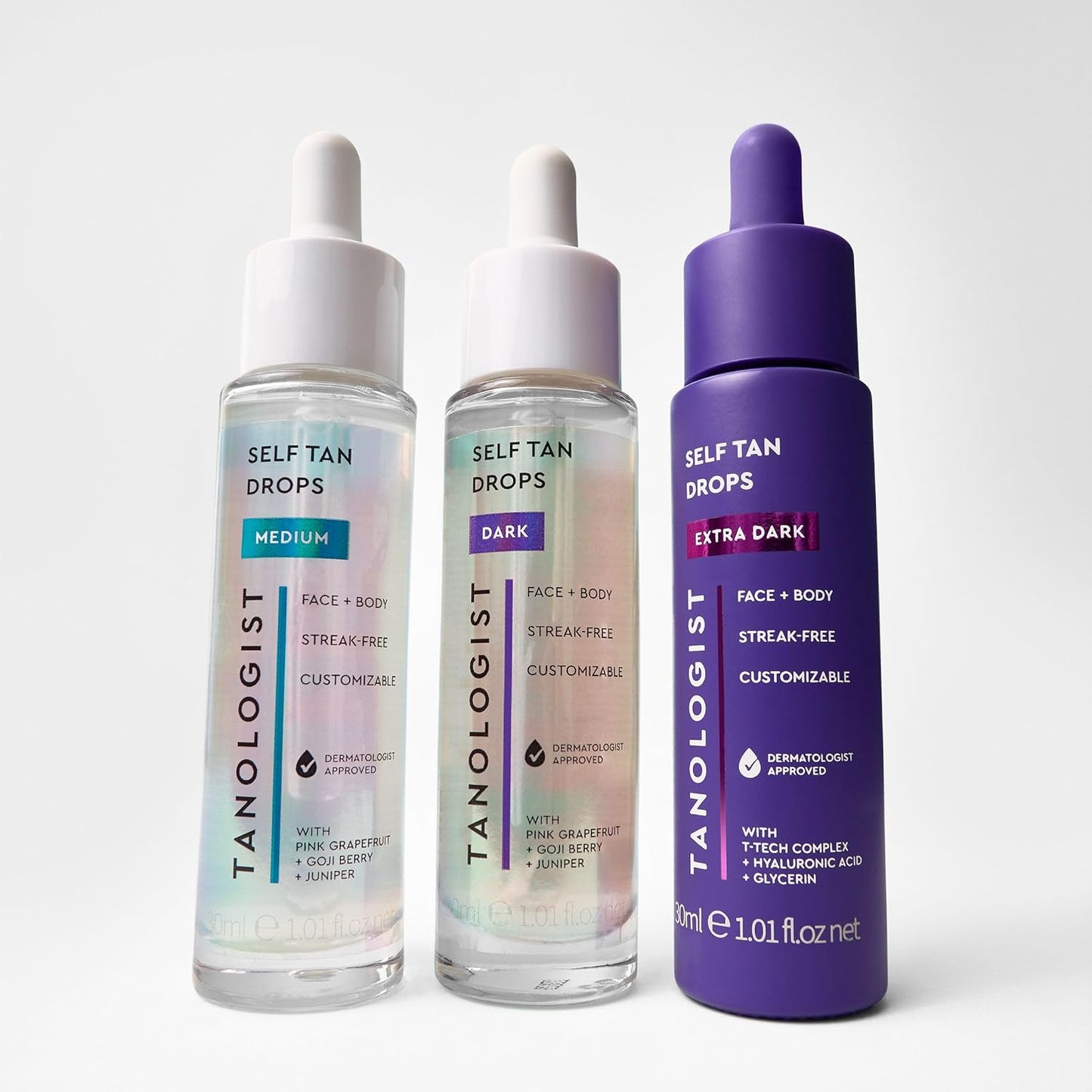 Medium Self Tan Drops, Streak-Free Body & Face Tanning Drops, No Fake Tan Smell, for Moisturizer & Lotion, Bronzing Face Tanner, Skincare Ingredients, Vegan, 1.01 Fl. Oz/30 Ml Bottle