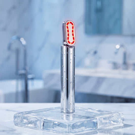 Taviona Bright-Eye Sonic Revitalizer in use, showcasing its compact design and facial treatment features for revitalized skin.