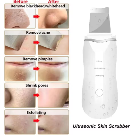 Taviona™ Deep Pore Sonic Scrubber with brush head for facial cleansing and skin exfoliation, showing the device and brush attachment