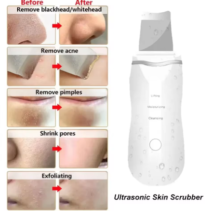 Taviona™ Deep Pore Sonic Scrubber with brush head for facial cleansing and skin exfoliation, showing the device and brush attachment